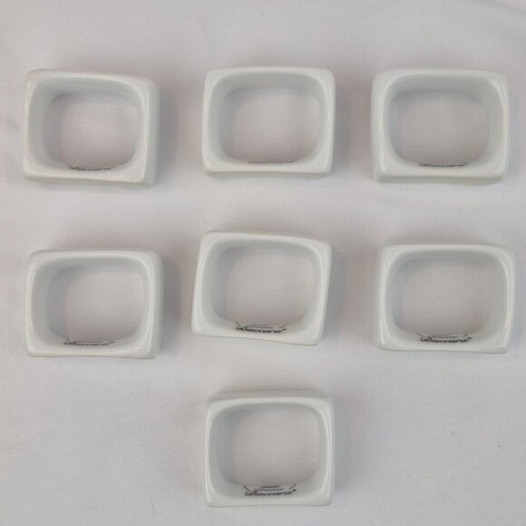 Crown Baccara Napkin Rings Modern Rectangle Porcelain Glossy Finish Set of 7 - Picture 8 of 13